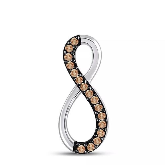 Chocolate Diamond Infinity Charm Pendant 10k White Gold - Picture 1 of 5